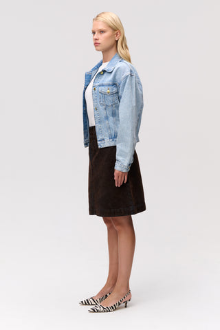 The Suede Denim Skirt