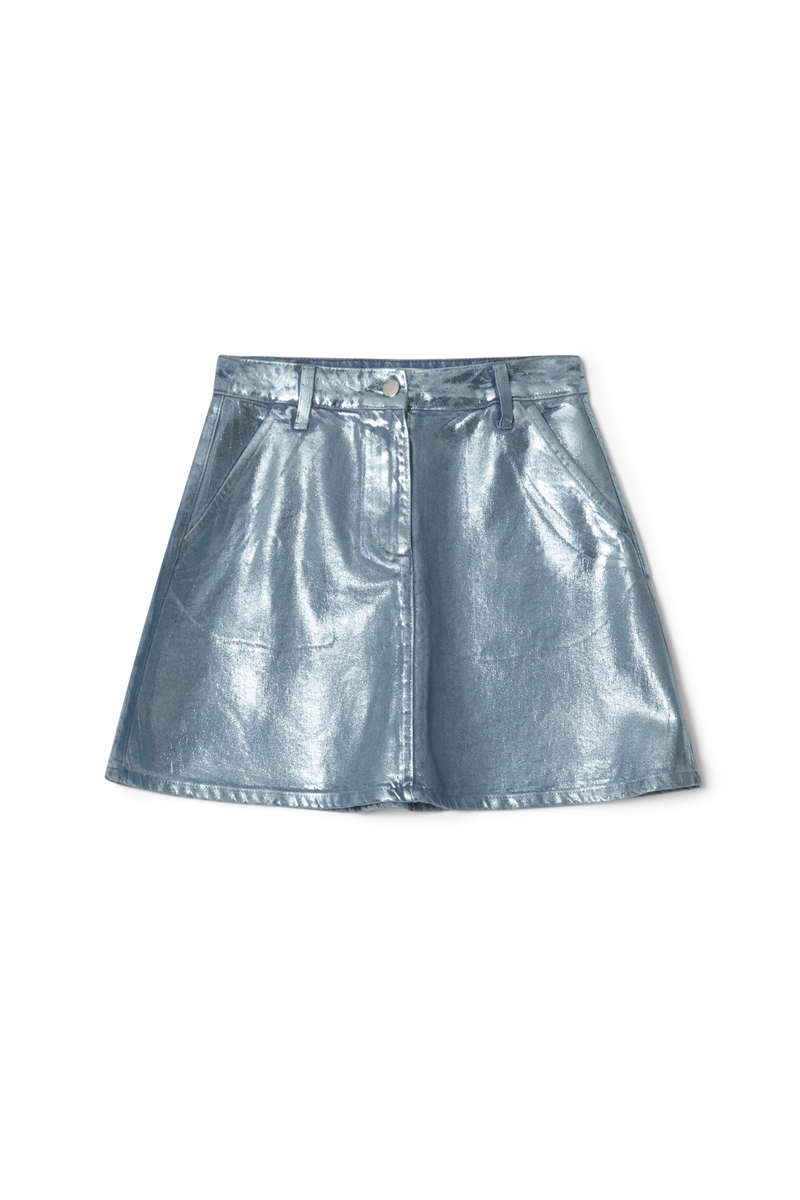 The Silver Denim Skirt Lis Bonne Atelier