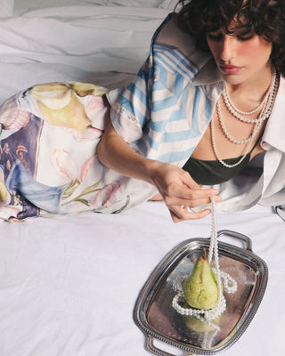 Lis Bonne Atelier campaign image of neutral, considered pieces, illustrating a capsule wardrobe.