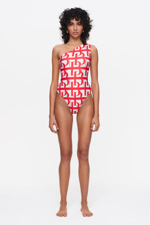 The Logo Swimsuit, Red