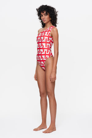 The Logo Swimsuit, Red
