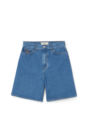 The Wide Denim Shorts, Dk Blue