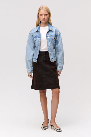 The Suede Denim Skirt