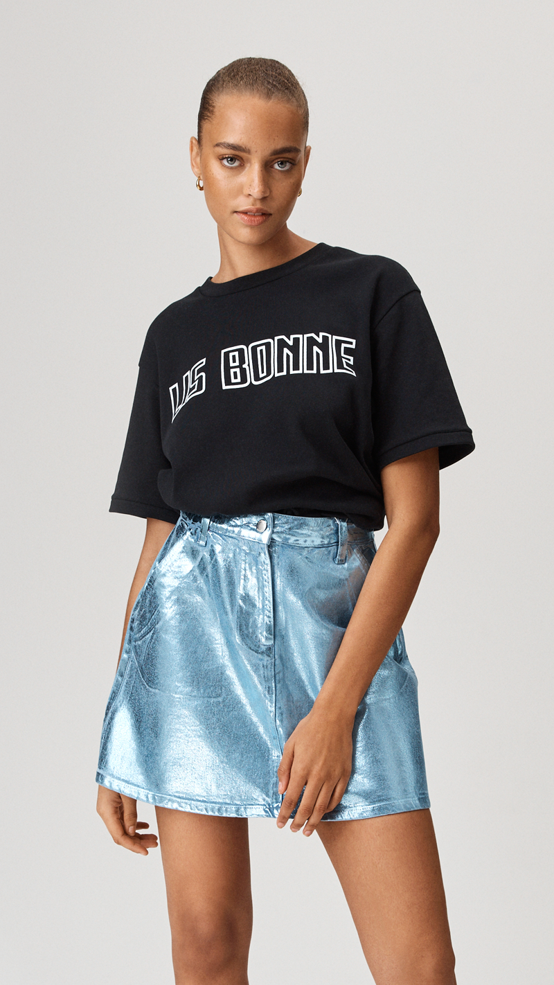 THE SILVER DENIM SKIRT